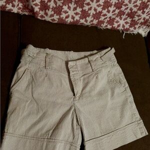 Madison Cream and White Bermuda Shorts Flat Front Design